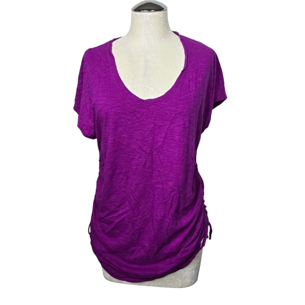 Speedo Purple Ruched Scoop Neck Short Sleeves Shirt M